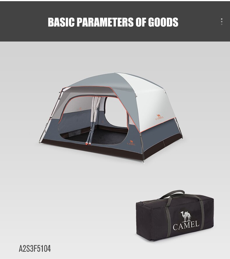 Cheap Goat Tents Golden Camel Outdoor 6 People Camping Tent Quick build Glass Pole Waterproof Sunshade Rainproof Family Tents Camping Suppies   